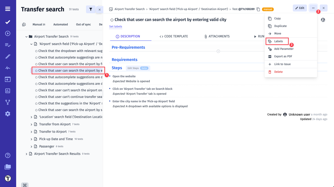 Testomatio - Assign Label & Custom Field