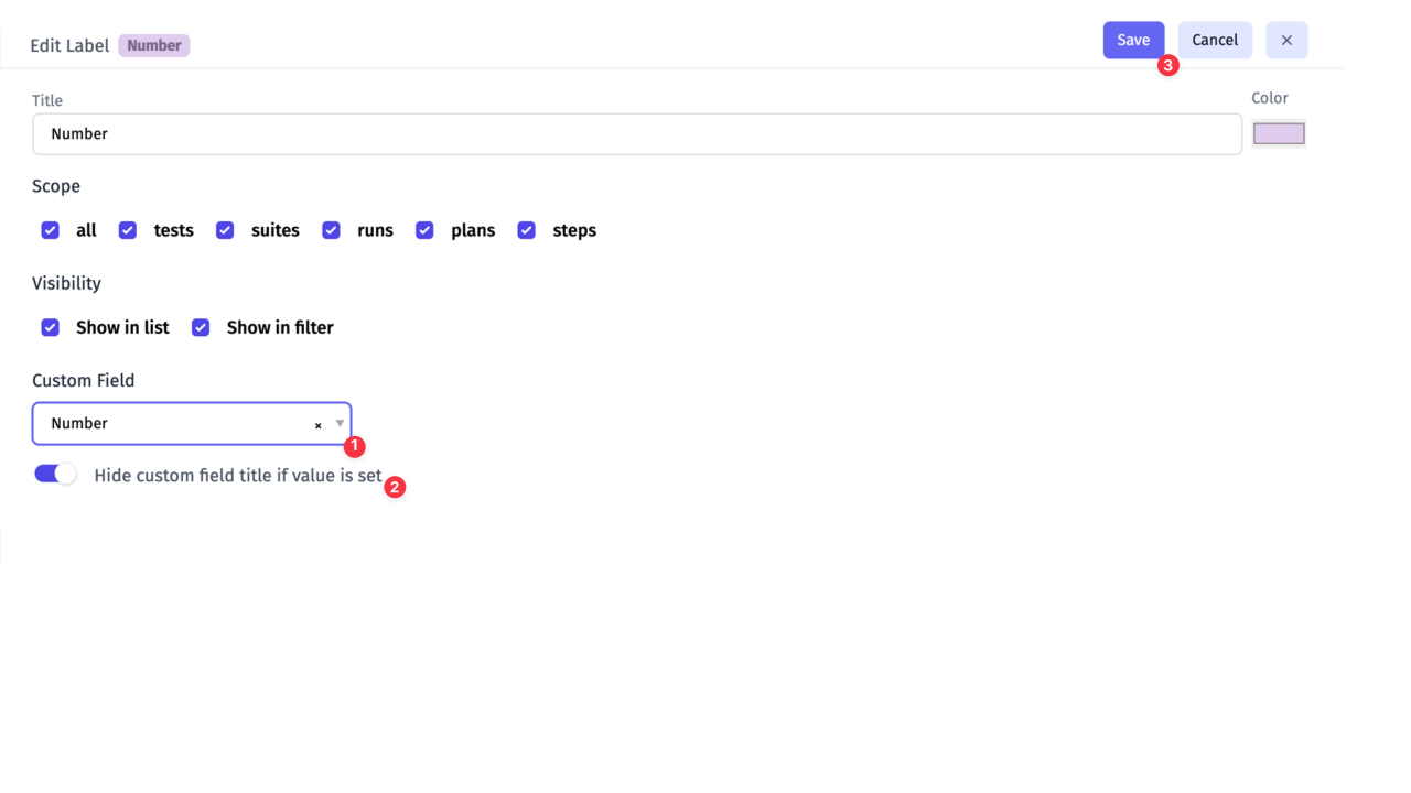 Testomatio - Custom Field Number