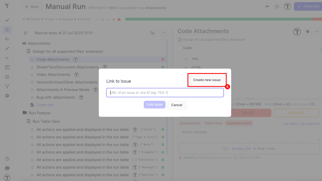 Create new issue button
