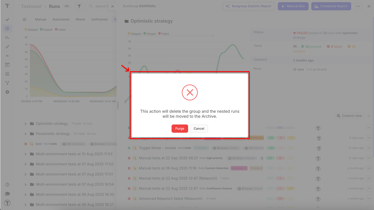 Purged button confirmation