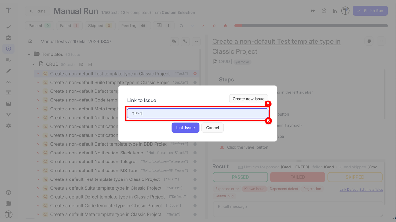 Link to Issue modal2